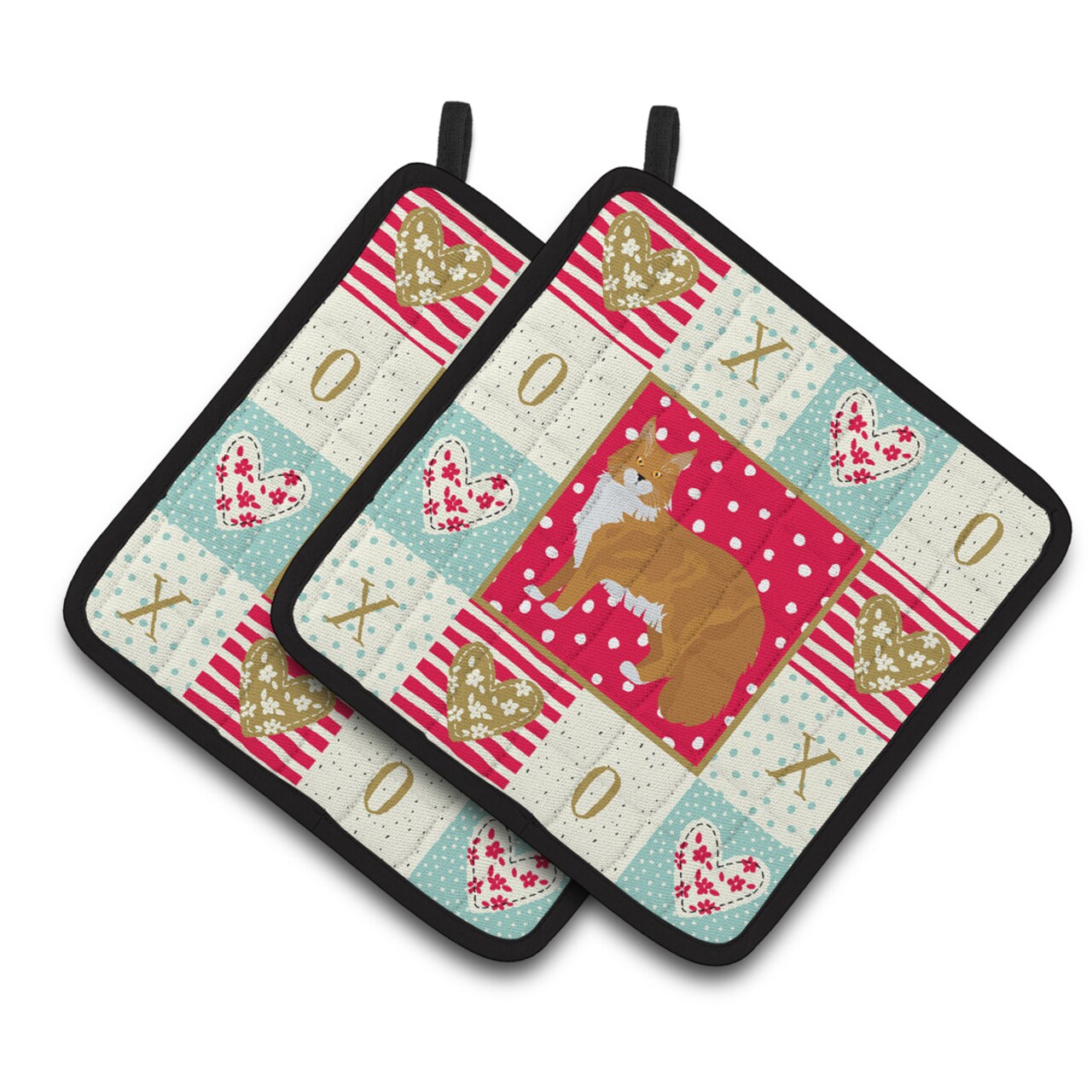 Caroline's Treasures Carolines Treasures CK5642PTHD Maine Coon 1 Cat Love Pair of Pot Holders 7.5HX7.5W multicolor